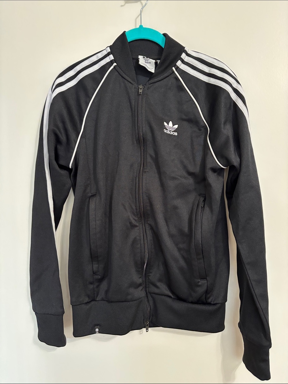 adidas Black & White Three-Stripe Track Jacket